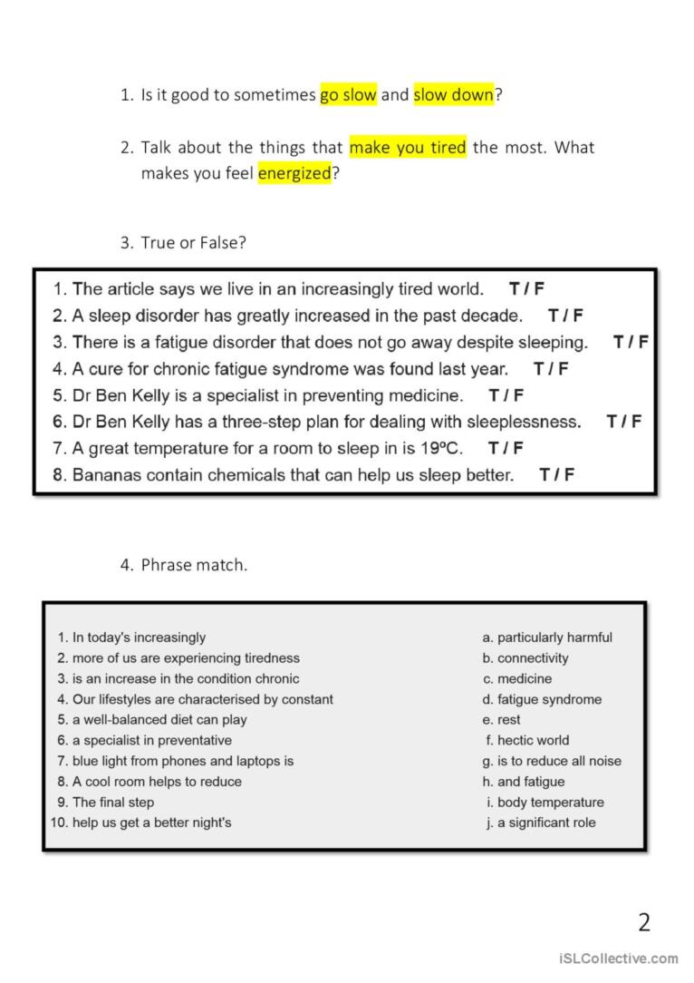 Why so many people have CHRONIC FATIGUE? - Worksheet